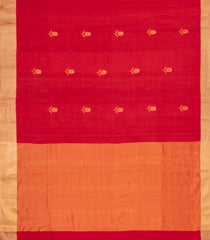Red Woven Tussar Silk Saree With Buttas & Zari Border-TU3467