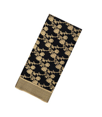 Black Woven Mysore Silk Saree With Floral Vine Motifs-MS3393