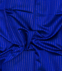 Blue Woven Dupion Silk Saree With Dotted Stripes & Contrast Border-DS0640