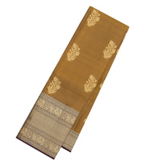 Oil Mustard Kanchipuram Silk Saree With Floral Buttas-KA14932