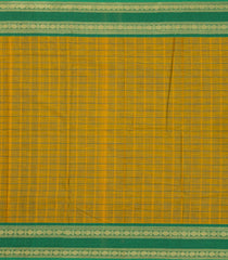 Olive Green Woven Chettinad Cotton Saree With Checks-CN1889