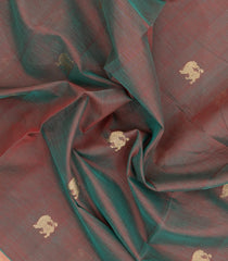 Dark Peach Handloom Silk Cotton Saree With Yazhi Buttas-SC4393