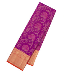 Purple Handloom Kanchipuram Silk Saree With Floral Vine Motifs-KA16416