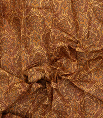 Yellow Printed Silk Saree With Floral Motifs-PS0687