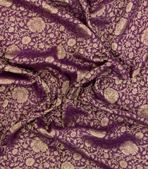 Purple Woven Mysore Silk Saree With Floral Vine Motifs-MS3347