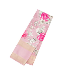 Baby Pink Handloom Silk Saree With Printed Floral Motifs-PS0762