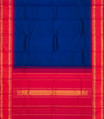 Dark Blue Handloom Korvai Kanchipuram Silk Saree With Contrast Border-KA12611