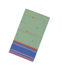Aquamarine Woven Chirala Cotton Saree With Buttas & Contrast Border-CR1331