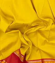 Mustard Handloom Korvai Kanchipuram Silk Saree With Buttas-KA14593