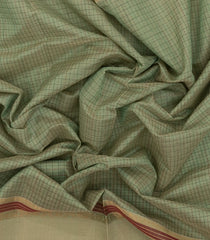 Shadow Green Handloom Silk Cotton Saree With Checks & Buttas-SC3888