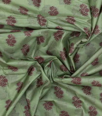 Mint Green Woven Tussar Silk Saree With Floral Motifs-TU3148