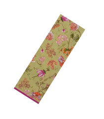 Cardamom Green Printed Crepe Silk Saree With Floral Motifs-PS0932