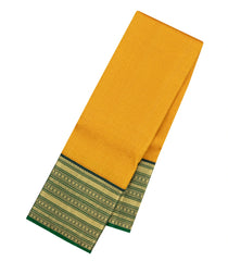 Mustard Handloom Korvai Kanchipuram Silk Saree With Dotted Stripes-KA16581