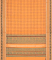 Peach Handloom Silk Cotton Saree With Checks-SC4221