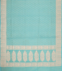 Turquoise Handloom Banarasi Tissue Silk Saree With Floral Motifs-BE1833