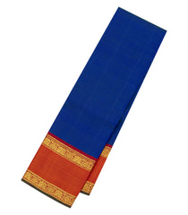 Blue Handloom Kanchipuram Silk Saree With Contrast Border-KA14727