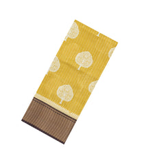 Lemon Yellow Printed Synthetic Dola Saree With Zari Stripes & Border-BL5392