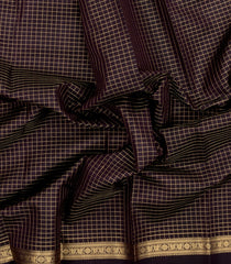 Black Handloom Kanchipuram Silk Saree With Zari Checks-KA16153