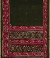 Dark Olive Printed Synthetic Viscose Dola Silk Saree With Mirror Work-SY0263