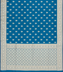 Blue Woven Blended Satin Saree With Floral Zari Buttas-BL6007