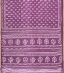 Lilac Printed Chanderi Cotton Saree With Floral Motifs-CC1479