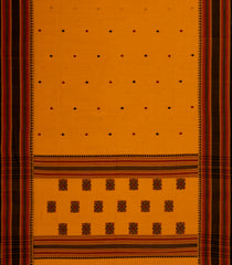 Mustard Handloom Bengal Cotton Saree With Buttas-BG1931-Mustard