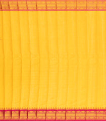 Yellow Handloom Gadwal Silk Cotton Saree With Checks & Buttas-GA0179