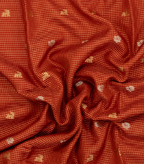 Red Woven Blended Viscose With Zari Checks & Buttas-BL5553