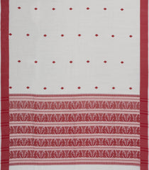 White Handloom Bengal Cotton Saree With Diamond Buttas-BG1573