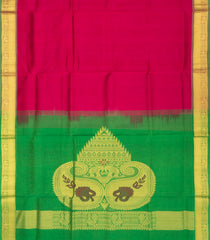 Hot Pink Handloom Silk Cotton Saree With Contrast Pallu-SC3714