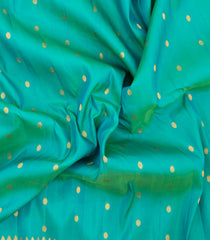 Aquamarine Handloom Gadwal Silk Saree With Buttas & Contrast Border -GA0453