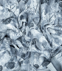 Off White Woven Synthetic Jute Saree With Printed Floral Motifs-BL4169