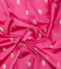Bubblegum Pink Woven Banarasi Poona Silk Saree With Zari Buttas & Contrast Border-BP1031