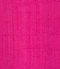 Hot Pink Handloom Bandhej Tussar Silk Saree With Tie & Dye Motifs-TU3030