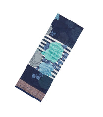 Midnight Blue Printed Chanderi Cotton Saree With Zari Border-CC1691