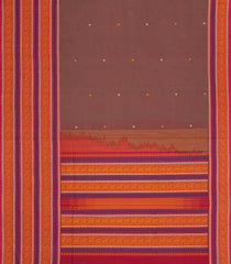 Dusty Peach Handloom Silk Cotton Saree With Buttas-SC4317