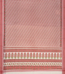 Off White Handloom Chanderi Cotton Saree Printed With Pink Floral Motifs