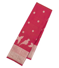 Dark Peach Handloom Kanchipuram Silk Saree With Buttas & Zari Border-KA16319
