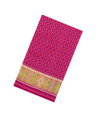 Pink Handloom Rajkot Patola Silk Saree With Ikat Motifs-IK0447