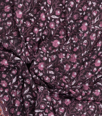 Burgundy Printed Jaipur Cotton Saree With Floral Motifs-JC1811