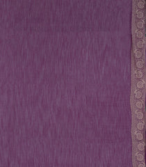 Dark Purple Woven Art Linen Saree With Leafy Motifs-BL5645