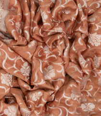Peach Handloom Banarasi Tissue Saree With Floral Motifs-BE1707