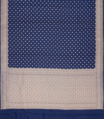 Dark Blue Handloom Satin Soft Silk Saree With Floral Motifs-SO4067