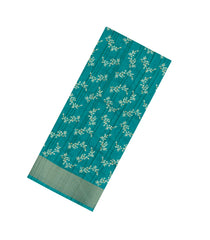 Cyan Printed Art Dola Silk Saree With Zari Border-BL5737