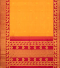 Mango Yellow Handloom Korvai Kanchipuram Silk Saree With Zari Buttas-KA16722