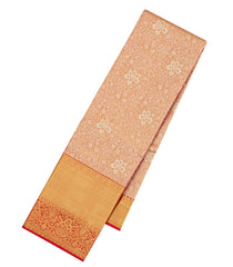 Peach Woven Tissue Silk Saree With Floral Zari Motifs-KA15556