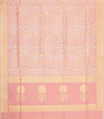 Light Peach Handloom Banarasi Organza Silk Saree With Floral Motifs-BE1838
