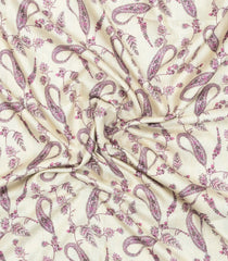 Cream Printed Synthetic Kotha Silk Saree With Zari Border-SY0044