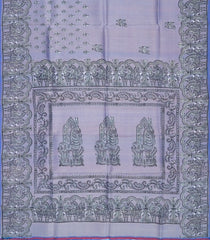 Lavender Woven Tussar Silk Saree With Printed Horse Motifs-TU2933