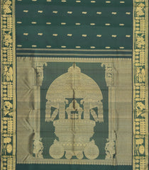 Bottle Green Handloom Kuraloviyam Silk Saree With Buttas-KA15879
